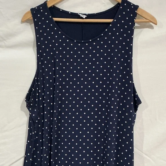Old Navy Dark Blue and White Dotted Midi Dress - Picture 2 of 6